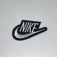 Нашивка Nike Swoosh Найк 40х75 мм (чорна/біла)