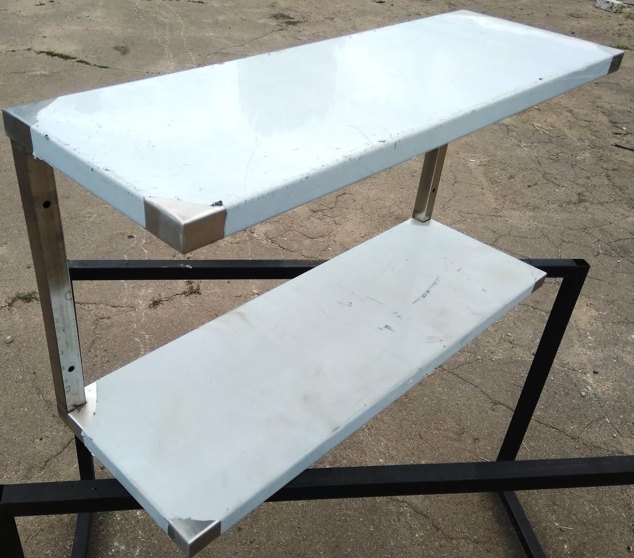 Полиця навісна двоярусна з неіржавкої сталі 1200*300*300, фото 1