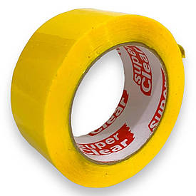 Скотч пакувальний жовтий 120 метрів Super Clear 220 грам діаметр 110 мм 45 мкм (6521683180)