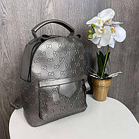 Женский мини рюкзак сумка в стиле Гучки с тиснением сумка-рюкзак городской для девочек, маленький серебристый