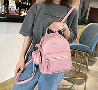 Детский рюкзак для девочек с брелком рюкзачок набор с кошельком ключницей мини портфель Розовый Adore Дитячий