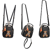 Жіночий міні рюкзак сумочка трансформер з брелоком маленький рюкзачок сумка Ведмедик для дівчат Adore