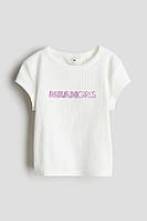 Белая футболка в рубчик для девочек h&m 12-14 лет 158-164 см