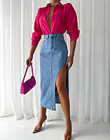 Женская длинная джинсовая юбка с вырезом XS; S; M; L "WOW" от прямого поставщика