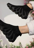 Жіночі кросівки текстиль стрейч дихаючі на масивній підошві в чорному кольорі без шнурків.