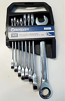 Набір ключів 8-19мм 8шт рожково-накидні комбіновані з тріскачкою NGW8ST, фото 4