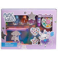 Martinelia Magic Ballet набор лак для ногтей 3 шт + блеск для губ 1 шт + наклейки для ногтей + косметичка