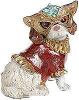 Декоративная статуэтка "Собачка на маскараде" 14.5х12х17.5см, в красном костюме SND