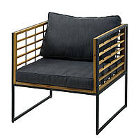 Лаунж крісло садове із гальванізованоі сталі та промащений хардвуд з подушкмми для сидіння ,hotdeal