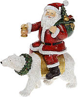 Декоративная статуэтка "Санта на Медведе" 16х8.5х17.5см, полистоун, красный с белым SND