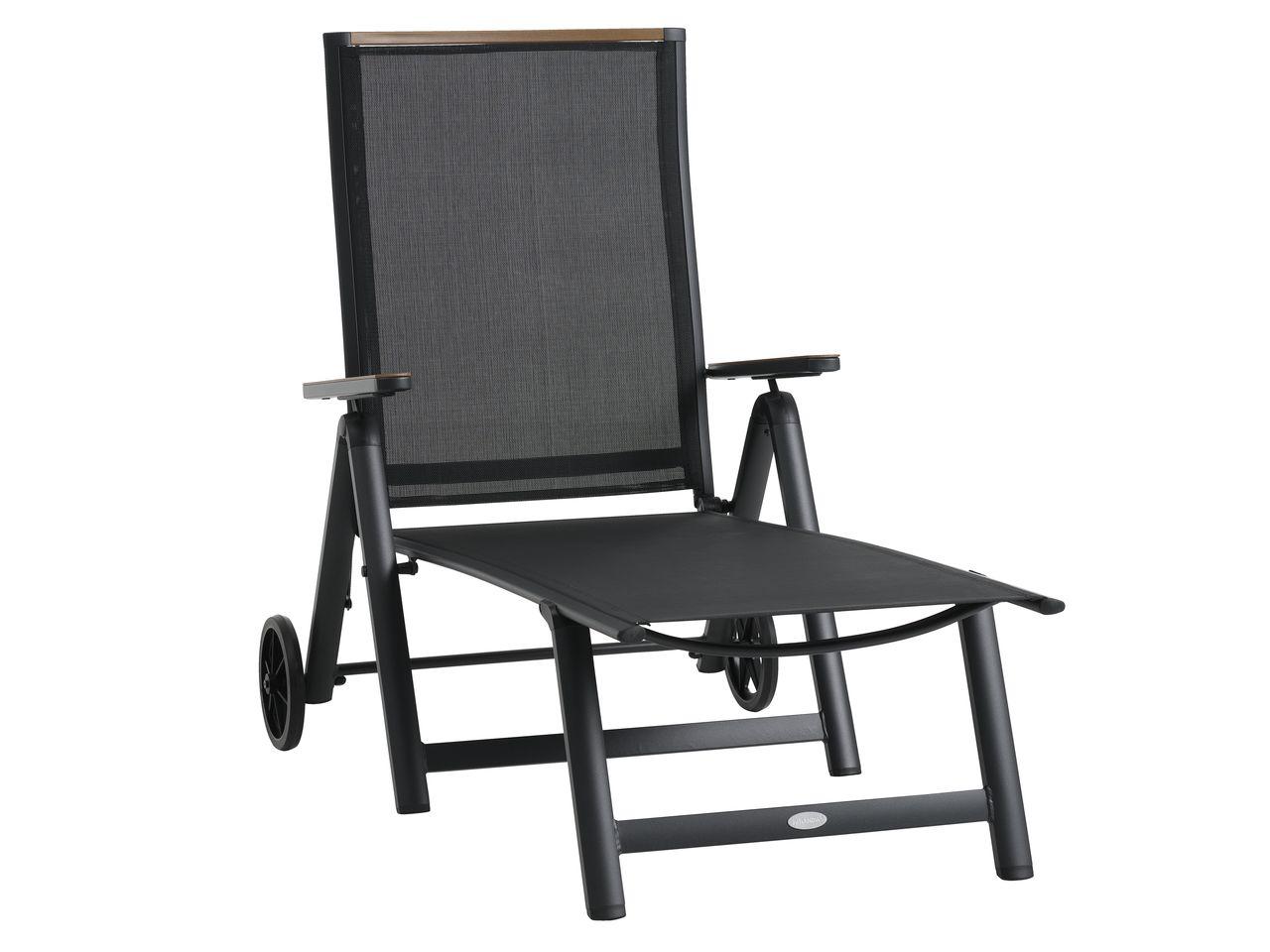 Шезлонг 187см чорний із алюмінія чорний 7-позиційний hotdeal, фото 1