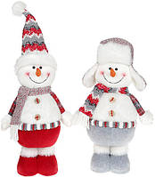 Мягкая игрушка "Снеговик" 42см, белый, серый, красный, 2 дизайна SND