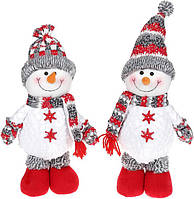 Мягкая игрушка "Снеговик" 38см, белый, серый, красный, 2 дизайна SND