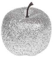 Набір 4 підвіски "Яблуко" 6.5см сріблястий з глітером, пінопласт SND