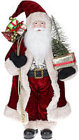 Фігура "Санта з ялинкою" 60см (м'яка іграшка), з LED підсвічуванням, бордо SND
