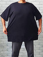 Чорна футболка чоловіча баттал (великий розмір) однотонна бавовна