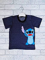 Детская футболка темно синяя на мальчика / девочку ститч