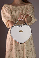 Женская сумка Coach heart white, женская сумка Коуч сердце белого цвета