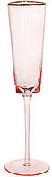 Набор 4 фужеры Diva Pink бокалы для шампанского 160мл, розовый с золотым кантом SND