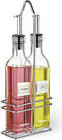 Набір 2 скляні пляшки Fissman для олії та оцту 2х250мл на металевій підставці SND