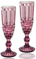 Набор 6 бокалов для шампанского Elodia Винтаж 180мл, розовое стекло SND
