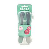 Набір ложок Beaba силіконових 2 шт. 4+ матовий зелений/сірий , арт. 913574, фото 3