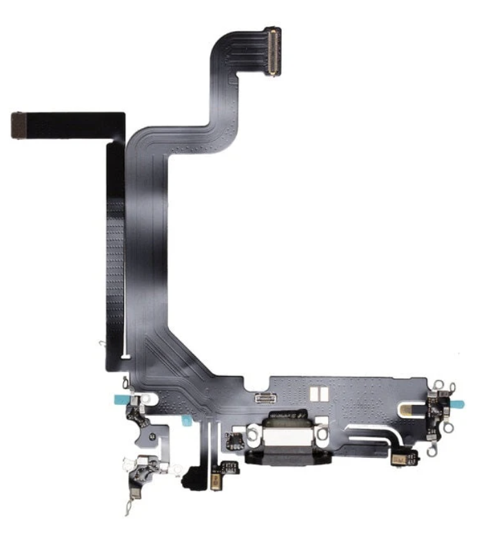 Шлейф для iPhone 14 Pro, з роз'ємом заряджання та синхронізації, з мікрофонами, білий, Silver, оригінал (54), фото 1