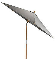 Садовый большой зонт от солнца серый с функцией наклона с основой из дерева (хардвуд) (3 метра ),7trav