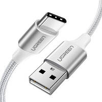 Дата кабель USB 2.0 AM to Type-C 1.0m US288 Aluminum Braid White Ugreen 60131 l