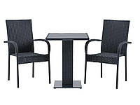 Комплект плетеной мебели для сада и дачи черный (2 кресла и столик на ножке), 7trav