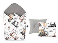 MimiNu, Grey Cars, детская пеленка + профильная подушка, бархат (7741665)