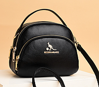 Женская мини сумочка клатч на плечо Кенгуру черная сумка для девочек эко кожа Adore Жіноча міні сумочка клатч