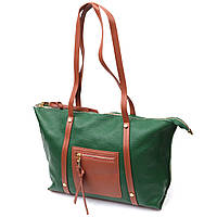Двухцветная женская сумка из натуральной кожи Vintage Зеленый Adore Двокольорова сумка жіноча з натуральної