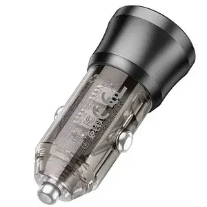 Автомобільний адаптер для телефона Borofone BZ25 Journey PD38W Transparent Black