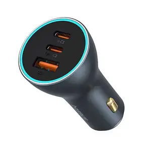 Автомобільний адаптер для телефона Baseus Golden Contactor Pro GaN Fast Charging Car Charger U + 2C 65W Luna Gray