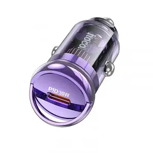 Автомобільний адаптер для телефона Hoco Z53 Sight single port PD30W Transparent Purple