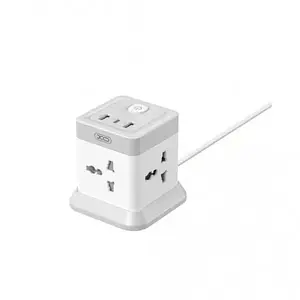 Мережевий фільтр XO WL20 (EU) 20W fast charging square socket 4AC jack + USB-A + 1USB-C White Gray