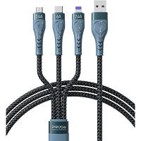 Дата кабель USB 2.0 AM to Lightning + Micro 5P + Type-C 1.3m Azeada PD-B74th Black Proda PD-B74th-BK l