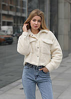 Женская шубка Staff молочная куртка в виде шубы стаф Adore Жіноча шубка Staff молочна куртка у вигляді шуби