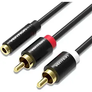 Аудіо-кабель Vention VAB-R01-B200 mini-jack 3.5 мм (мама)  -  2RCA (тато) 2м Black