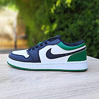 Кроссовки мужские Nike Air Jordan 1 low белые с черным зеленым SRV O10737