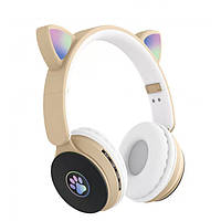 Бездротові навушники ST77 LED з котячими вушками, що світяться. Колір: золотий Adore