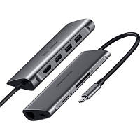 Концентратор Ugreen USB3.0 Type-C to USB 3.0x3/HDMI/RJ45/SDTF/PD CM121 (50538) m