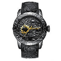 Чоловічий годинник чорний для чолвоіка годиник MegaLith Dragon Чорний Adore
