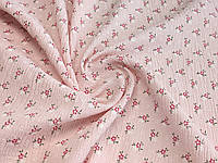 Ткань Коттон кринкл цветочек, светло-розовый
