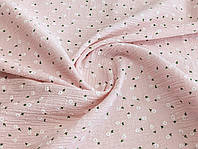Ткань Коттон кринкл мелкие цветочки, светло-розовый