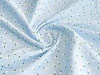 Ткань Коттон кринкл мелкие цветочки, светло-голубой