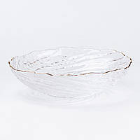 Тарілка глибока скляна Ø20 см для сервірування столу прозора салатниця супниця піала