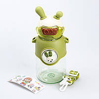 Бутылка для воды детская Rabbit 700 мл с крышкой, на кнопке и ремешком, зеленая