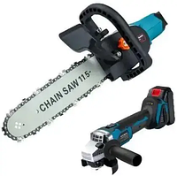 Аккумуляторная болгарка с насадкой для пилы Makita 24V / 5Ah